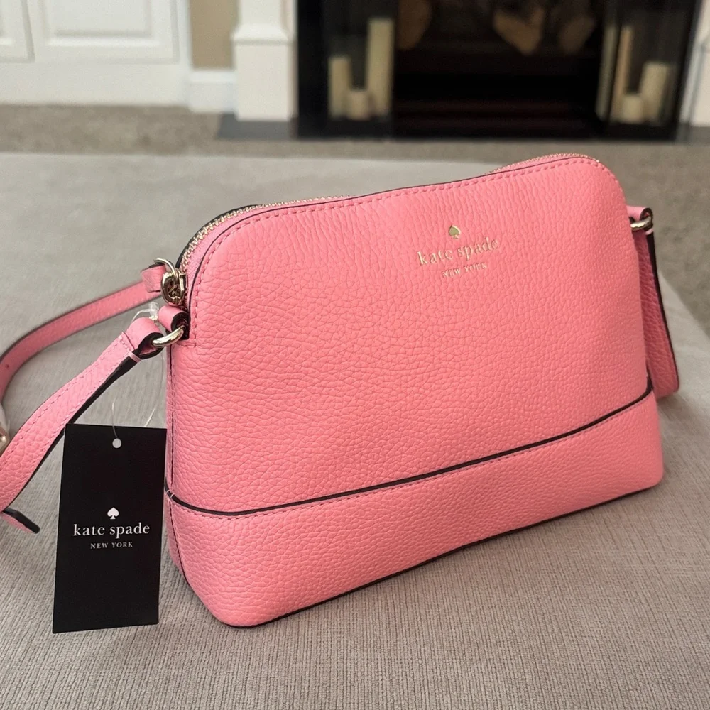 kate spade Pink Pebbled Leather Crossbody with Gold Logo